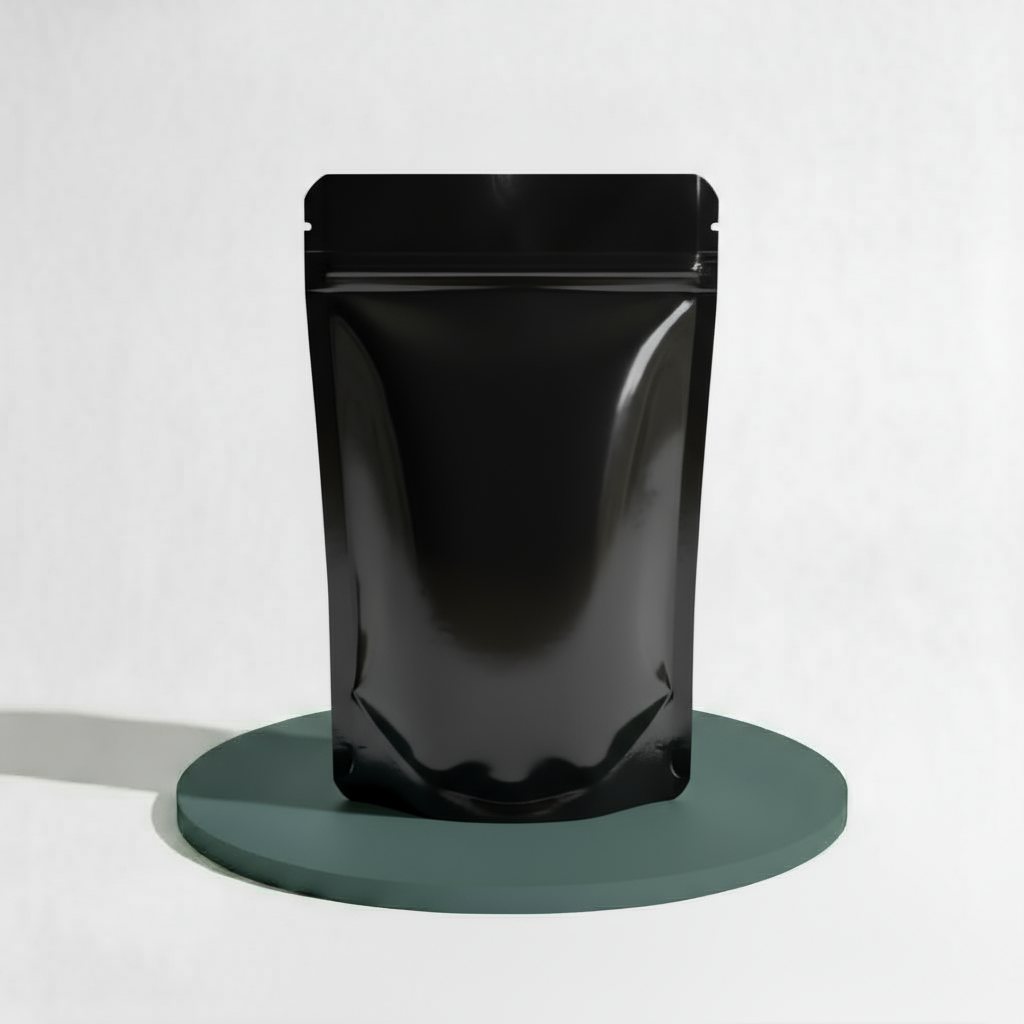 Stand Up Pouch with Zipper Closure- Gloss Black