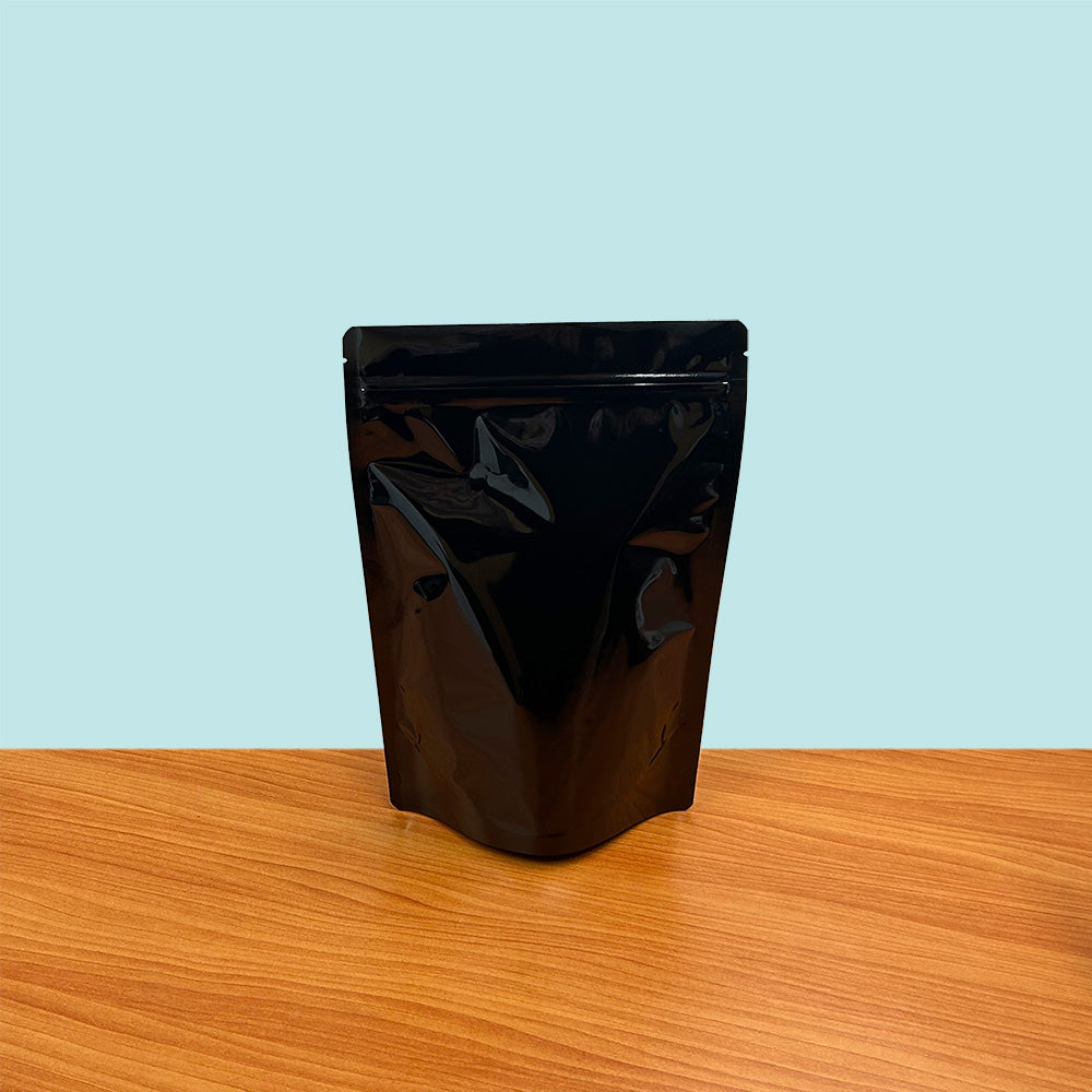 Stand Up Pouch with Zipper Closure- Gloss Black