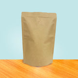 Stand Up Pouch with Zipper Closure and Coffee Valve - Kraft Paper