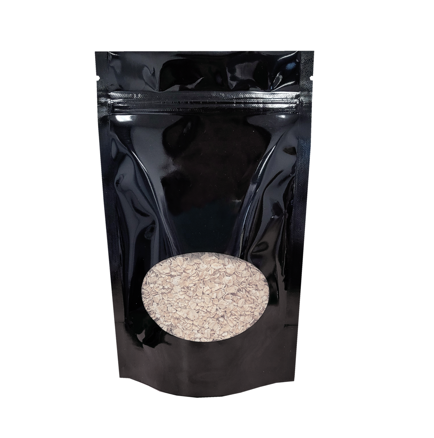 Stand Up Pouch with Oval Window - Gloss Black