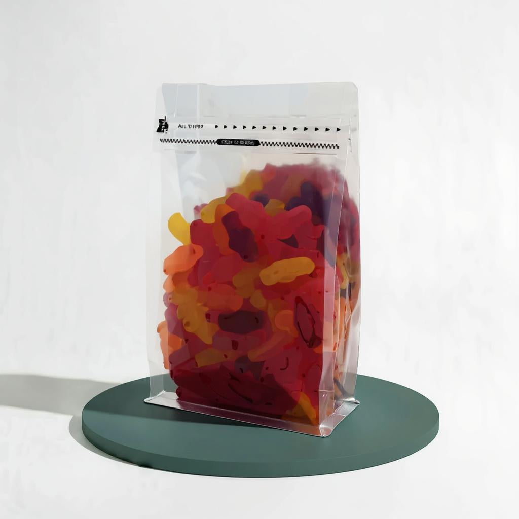 Flat Bottom Bag with Front Zipper Closure - Clear/Silver