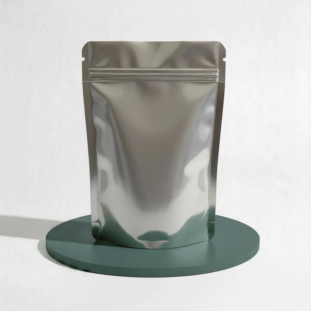 Stand Up Pouch with Zipper Closure - Matte Silver