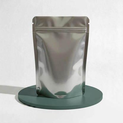Stand Up Pouch with Zipper Closure - Matte Silver