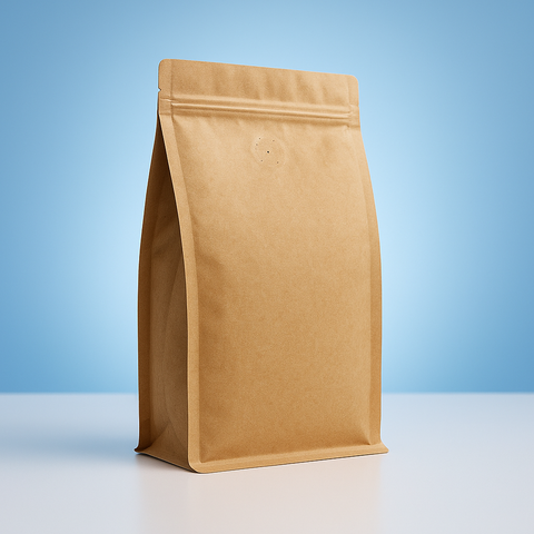 Flat Bottom Coffee Bag with Zipper - Kraft Paper