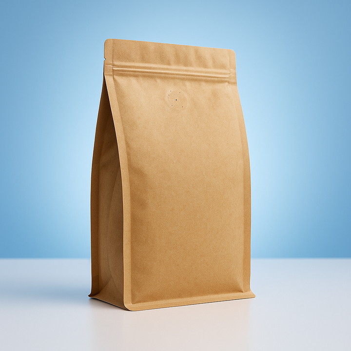 Flat Bottom Coffee Bag with Zipper - Kraft Paper