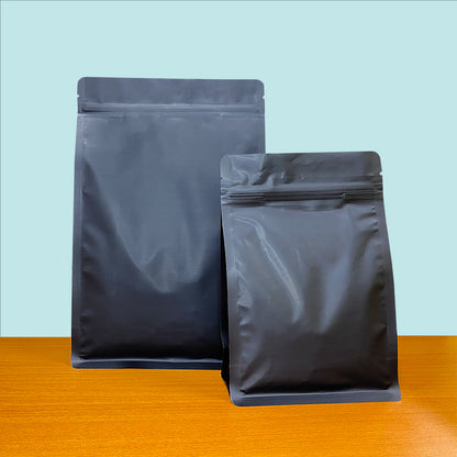 Flat Bottom Bags with Zipper Closure- Matt Black