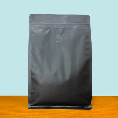 Flat Bottom Bags with Zipper Closure and Coffee Valve- Matt Black