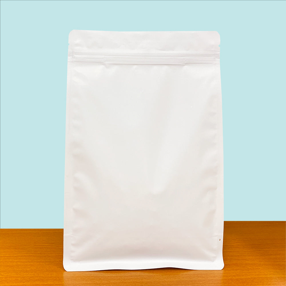 Flat Bottom Bags with Zipper Closure- Matt White