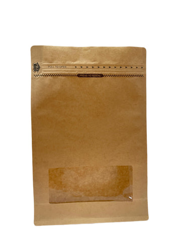 Flat Bottom Bags with Rectangle Window - Kraft Paper