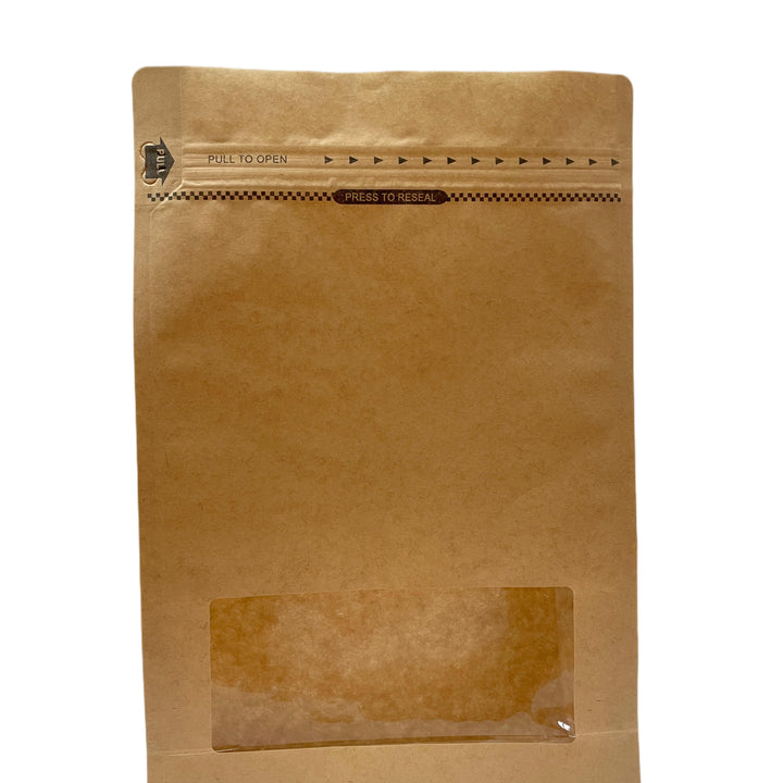 Flat Bottom Bags with Rectangle Window - Kraft Paper