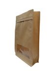 Flat Bottom Bags with Rectangle Window - Kraft Paper