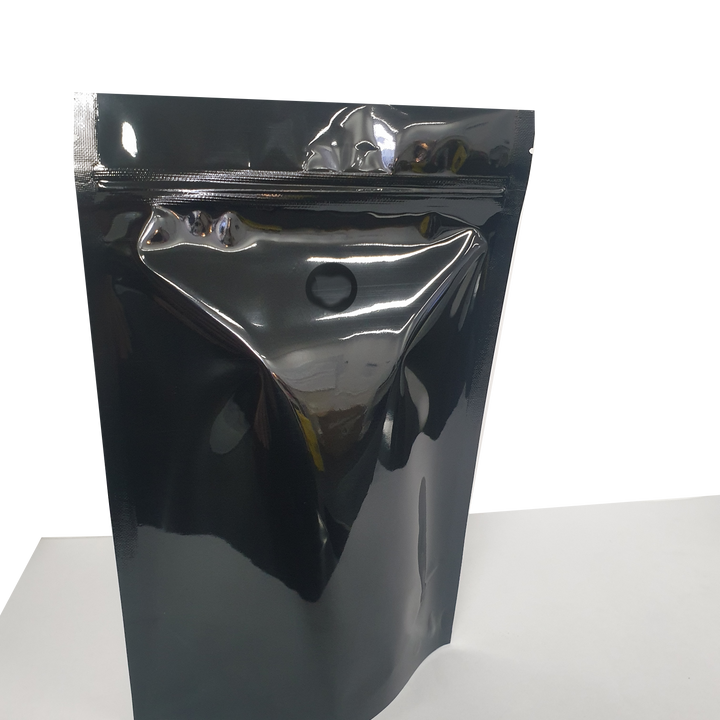 250g Stand Up Pouches with Valve - Clear Black