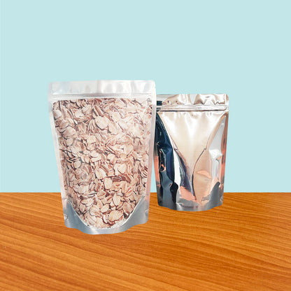 Stand Up Pouch with Zipper Closure - Clear Front/Silver Back