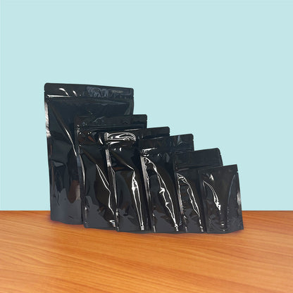 Stand Up Pouch with Zipper Closure- Gloss Black