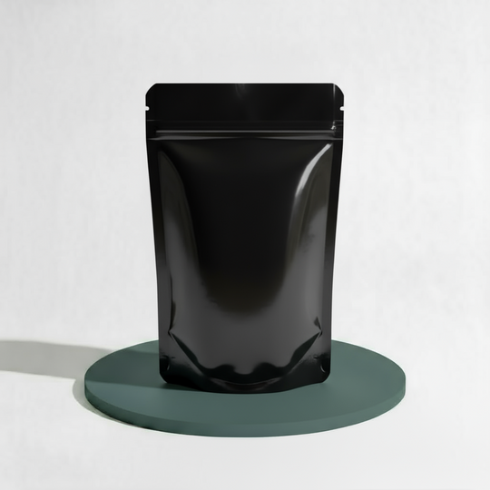 Stand Up Pouch with Zipper Closure- Gloss Black