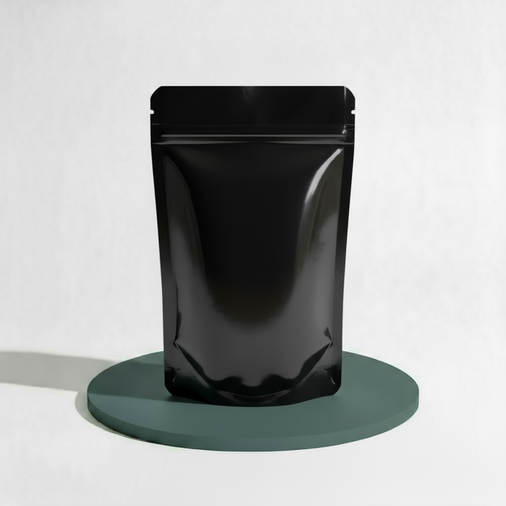 Stand Up Pouch with Zipper Closure- Gloss Black