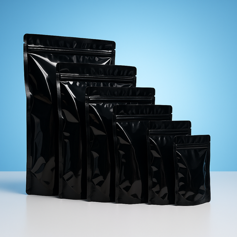 Stand Up Pouch with Zipper Closure- Gloss Black