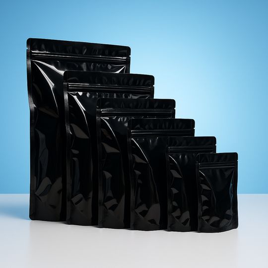 Stand Up Pouch with Zipper Closure- Gloss Black