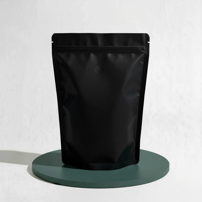 Stand Up Pouch with Zipper Closure and Coffee Valve - Matt Black