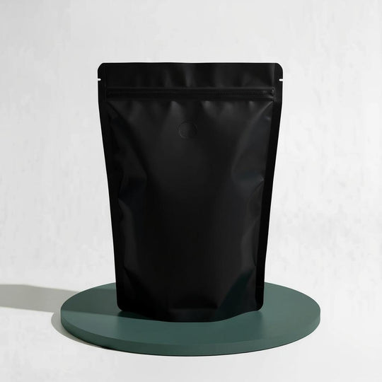 Stand Up Pouch with Zipper Closure and Coffee Valve - Matt Black
