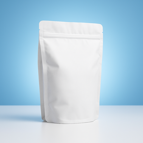 Stand Up Pouch with Zipper Closure and Coffee Valve - Matt White