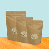 Stand Up Pouch with Zipper Closure- Kraft Paper with Oval Window