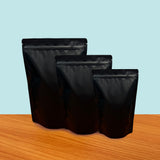 Stand Up Pouch with Zipper Closure and Coffee Valve - Matt Black