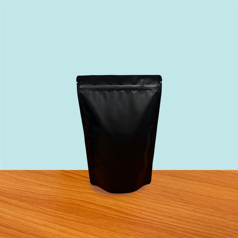 Stand Up Pouch with Zipper Closure and Coffee Valve - Matt Black