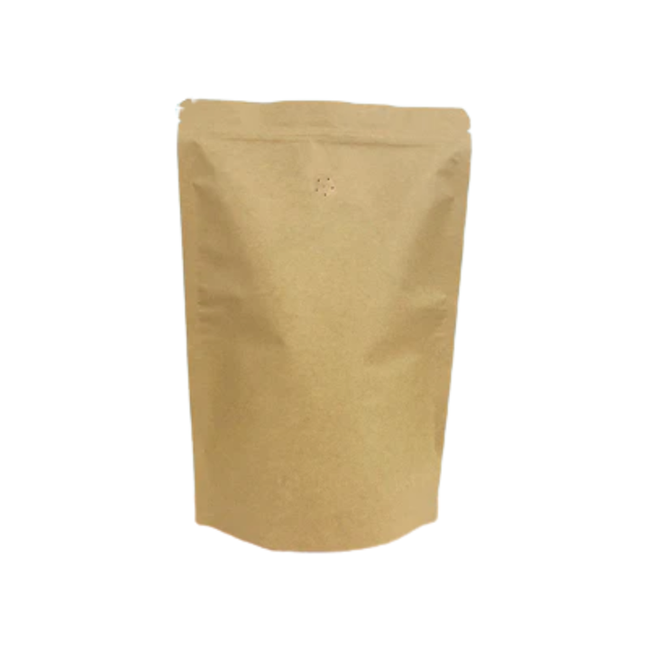 Stand Up Pouch with Zipper Closure and Coffee Valve - Kraft Paper