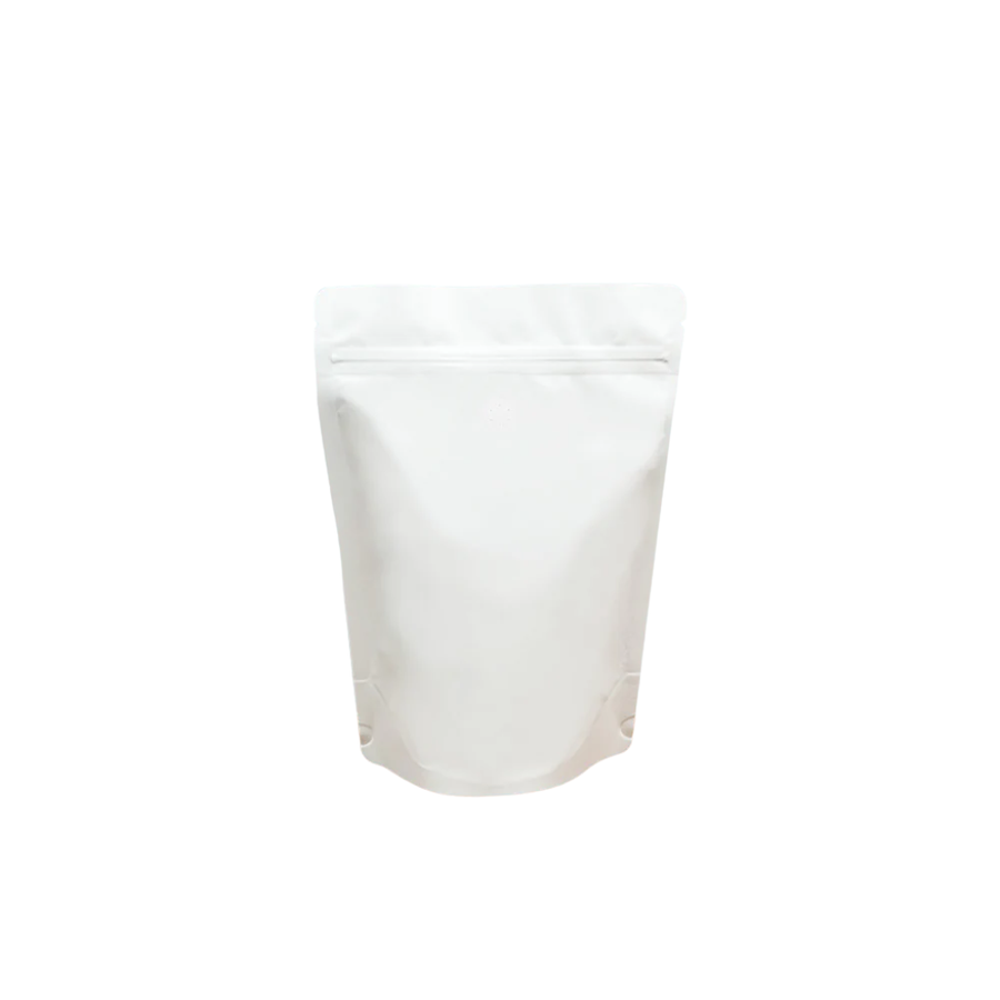 Stand Up Pouch with Zipper Closure and Coffee Valve - Matt White