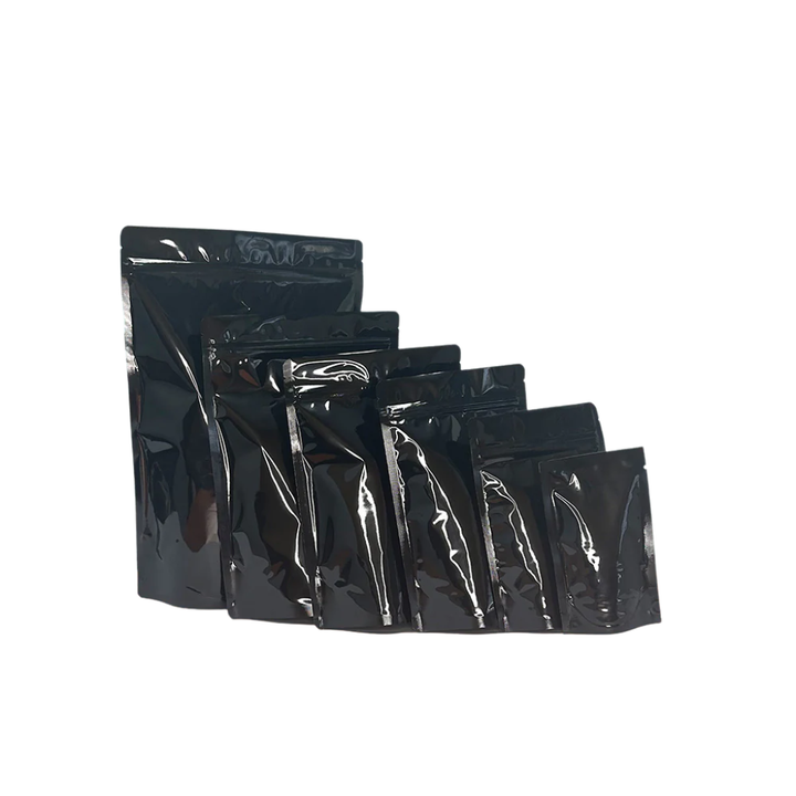 Stand Up Pouch with Zipper Closure- Gloss Black