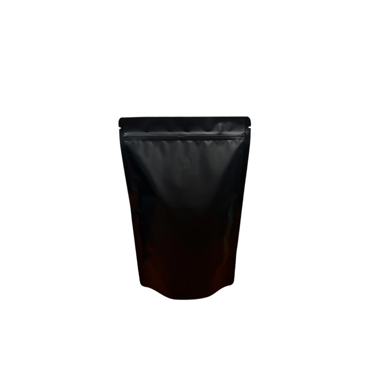 Stand Up Pouch with Zipper Closure and Coffee Valve - Matt Black