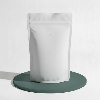 Stand Up Pouch with Zipper Closure and Coffee Valve - Matt White