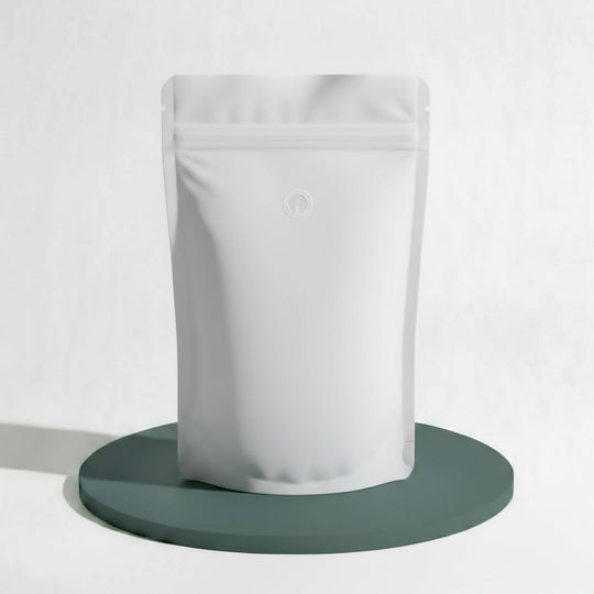Stand Up Pouch with Zipper Closure and Coffee Valve - Matt White