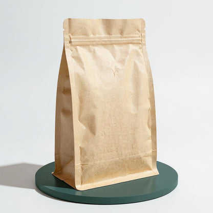Flat Bottom Bags with Zipper Closure- Kraft Paper