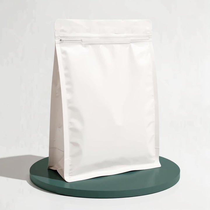 Flat Bottom Bags with Zipper Closure- Matt White