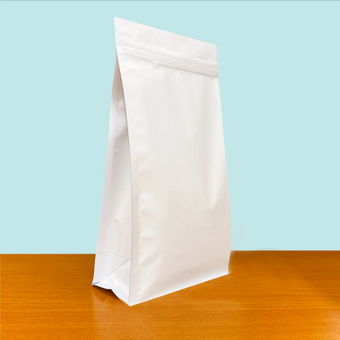 1kg Flat Bottom Bags with Valve - Matte White