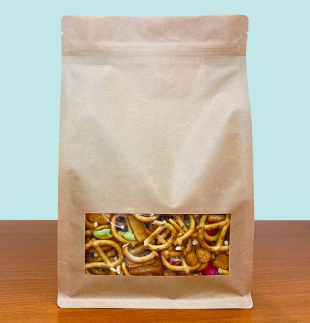 Large Flat Bottom Bags with Window - Kraft Paper