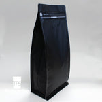 1Kg Flat Bottom Coffee Bag With Front Zipper Closure- Matt Black. Pouch