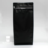 1kg Flat Bottom Coffee Bag with Front Zipper Closure - Matt Black