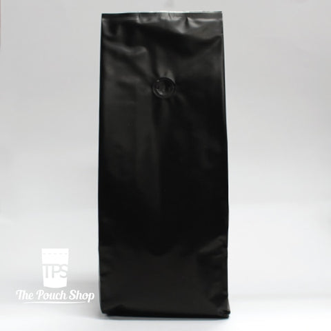1Kg Side Gusset Coffee Bag With Valve- Matt Black.