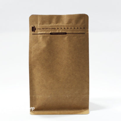250G Flat Bottom Coffee Bag With Front Zipper Closure - Kraft Paper. Without Valve Pouch