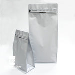 250G Flat Bottom Coffee Bag With Front Zipper- Matt White. Pouch