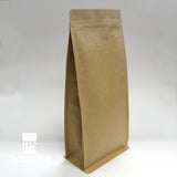250G Flat Bottom Coffee Bag With Zipper Closure- Kraft Paper. With Valve Pouch