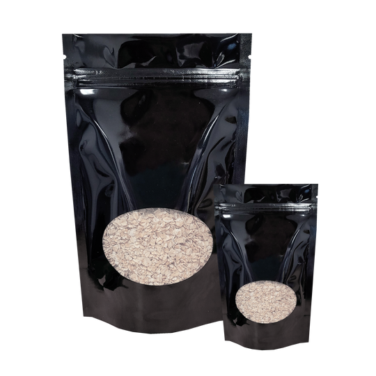 Stand Up Pouch with Oval Window - Gloss Black