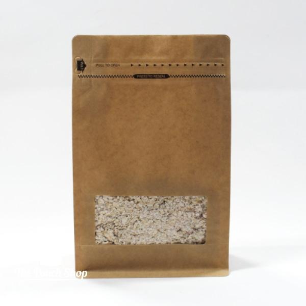 Flat Bottom Pouch with Front Zipper & Square Window - Kraft Paper
