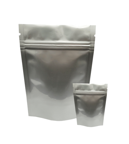 Stand Up Pouch with Zipper Closure - Matte Silver